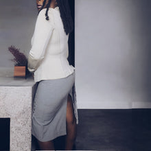 Load image into Gallery viewer, Rare Sea Broderie-anglaise Grey Wool Twill Skirt Size M