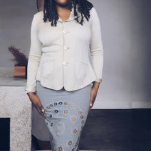 Load image into Gallery viewer, Rare Sea Broderie-anglaise Grey Wool Twill Skirt Size M