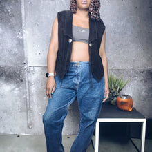 Load image into Gallery viewer, Vintage Black Boho Suede Fringe Leather Vest Echo Mountain Size XL