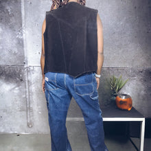 Load image into Gallery viewer, Vintage Black Boho Suede Fringe Leather Vest Echo Mountain Size XL