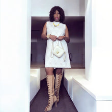 Load image into Gallery viewer, 1960s Vintage Mod Shift A Line Dress Cream/Tan Size L