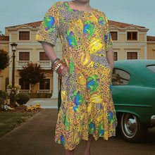 Load image into Gallery viewer, 80s Vintage MuMu Phases Tropical Safari Cotton Maxi Dress Size XL, Mrs Roper Costume