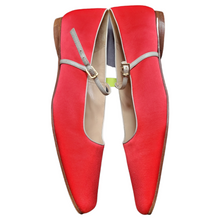 Load image into Gallery viewer, Kate Spade Red Satin Square Toe Ballet Mary Jane Flats Size 9
