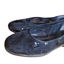 Load image into Gallery viewer, 90s Beverly Feldman Vintage Mesh Ballet Flats with Sequin Poodles Size 8.5