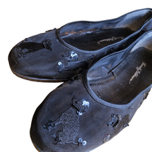 Load image into Gallery viewer, 90s Beverly Feldman Vintage Mesh Ballet Flats with Sequin Poodles Size 8.5