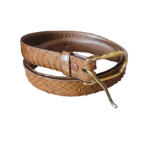 Load image into Gallery viewer, 70s Vintage Snakeskin Belt Size L