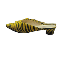 Load image into Gallery viewer, 90s Vintage Zebra Stripe Kitten Heel Mules Size 9