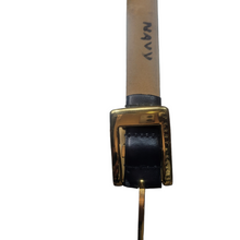 Load image into Gallery viewer, 90s Vintage Perry Ellis Navy Blue Leather Belt Size L