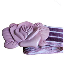 Load image into Gallery viewer, 70s Vintage Stretch Band Belt With 3D Flower OSFM