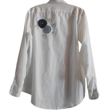 Load image into Gallery viewer, 90s Vintage Get Lucky White Button Up Shirt Size L