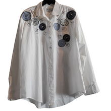 Load image into Gallery viewer, 90s Vintage Get Lucky White Button Up Shirt Size L