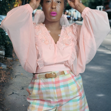 Load image into Gallery viewer, Bishop Sleeve Crop Blouse Size L