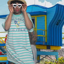 Load image into Gallery viewer, 90s Vintage Oversize Striped Beverly Hills Night Club Pajama Top Size XXL