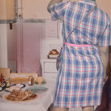 Load image into Gallery viewer, 1960s Vintage Plaid House Dress Zip & Dash Size L