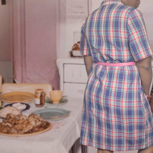 Load image into Gallery viewer, 1960s Vintage Plaid House Dress Zip & Dash Size L