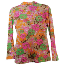 Load image into Gallery viewer, 1960s Fashion Vintage Trippy Floral Psychedellic Print Knit Top Lucille Golden Vintage