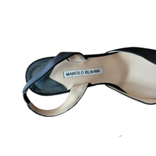 Load image into Gallery viewer, Manolo Blahnik Carolyne Satin Pointy Toe Black Slingback Pumps Size 40/10