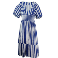 Load image into Gallery viewer, AYR Extra Extra Marais Blue Regatta Stripe Cotton Poplin Dress Size M