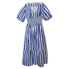 Load image into Gallery viewer, AYR Extra Extra Marais Blue Regatta Stripe Cotton Poplin Dress Size M
