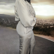 Load image into Gallery viewer, 80s Silk Fringe Jogging Suit Size L Krista Kay By Blair Boutique