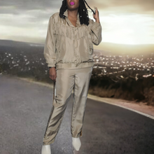 Load image into Gallery viewer, 80s Silk Fringe Jogging Suit Size L Krista Kay By Blair Boutique