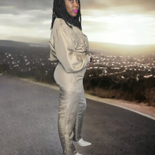 Load image into Gallery viewer, 80s Silk Fringe Jogging Suit Size L Krista Kay By Blair Boutique