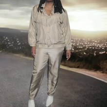 Load image into Gallery viewer, 80s Silk Fringe Jogging Suit Size L Krista Kay By Blair Boutique