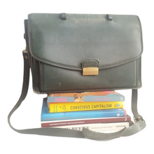 Load image into Gallery viewer, 1970s Coach Combination Lock Leather Briefcase Green Messenger Bag