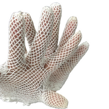 Load image into Gallery viewer, 20s White Mesh Silk Gloves Size M