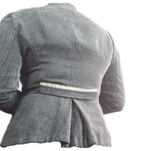 Load image into Gallery viewer, Armani Collezioni Antinea srl Chenile Woven Ruffle Trim Blazer Size 12 Black