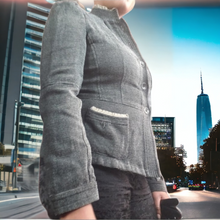 Load image into Gallery viewer, Armani Collezioni Antinea srl Chenile Woven Ruffle Trim Blazer Size 12 Black