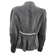 Load image into Gallery viewer, Armani Collezioni Antinea srl Chenile Woven Ruffle Trim Blazer Size 12 Black