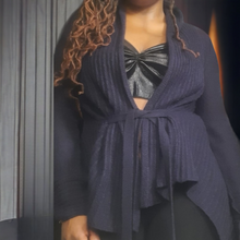 Load image into Gallery viewer, BERRETTI Purple Belted Cardigan Size M