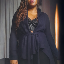 Load image into Gallery viewer, BERRETTI Purple Belted Cardigan Size M