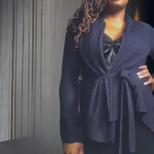 Load image into Gallery viewer, BERRETTI Purple Belted Cardigan Size M