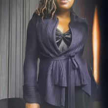 Load image into Gallery viewer, BERRETTI Purple Belted Cardigan Size M