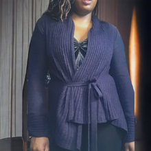 Load image into Gallery viewer, BERRETTI Purple Belted Cardigan Size M