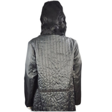 Load image into Gallery viewer, Vintage Fur/Mink Hooded Coat Lining size L Black Coat Liner