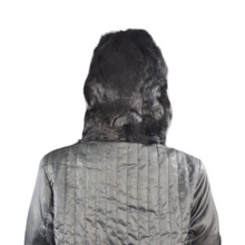 Load image into Gallery viewer, Vintage Fur/Mink Hooded Coat Lining size L Black Coat Liner