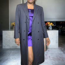 Load image into Gallery viewer, G & G Quality Clothing Pinstripe Wool Top Coat Navy Blue Vintage Mens Suit Coat Unisex Size XL