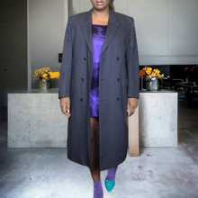 Load image into Gallery viewer, G & G Quality Clothing Pinstripe Wool Top Coat Navy Blue Vintage Mens Suit Coat Unisex Size XL