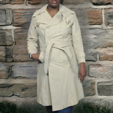Load image into Gallery viewer, 70s Vintage Leather Trenchcoats Bone Belted Leather Trench Coat Size M