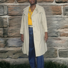 Load image into Gallery viewer, 70s Vintage Leather Trenchcoats Bone Belted Leather Trench Coat Size M