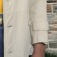 Load image into Gallery viewer, 70s Vintage Leather Trenchcoats Bone Belted Leather Trench Coat Size M