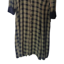 Load image into Gallery viewer, Vintage 1940s inspired 80s Green and Black Plaid Dress