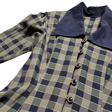 Load image into Gallery viewer, Vintage 1940s inspired 80s Green and Black Plaid Dress