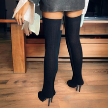 Load image into Gallery viewer, Dolce & Gabbana Black Wool Thigh High Sock Pumps size 38