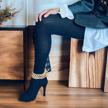 Load image into Gallery viewer, Dolce & Gabbana Black Wool Thigh High Sock Pumps size 38 Lucille Golden Vintage Shop