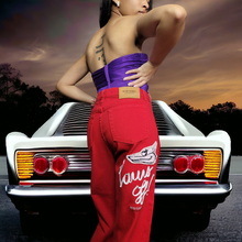 Load image into Gallery viewer, Vintage Iceberg Jeans Red Unisex Denims Size 33 Lucille Golden Vintage Gender Neutral Fashion Red Jeans