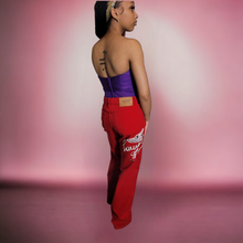 Load image into Gallery viewer, Vintage Iceberg Jeans Red Unisex Denims Size 33 Lucille Golden Vintage Gender Neutral Fashion Red Jeans